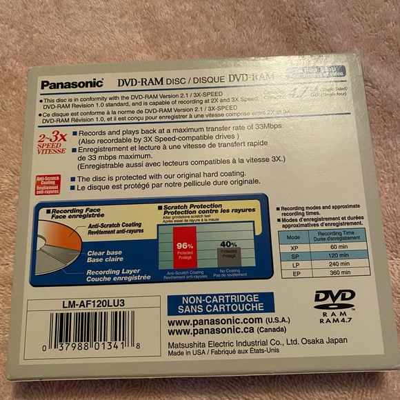 Panasonic DVD Ram 120 min (3 pack) - Picture 2 of 2